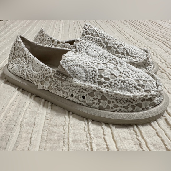 Sanuk Donna Crochet Women’s Loafers Size 8 New without tags in cream - Picture 10 of 12